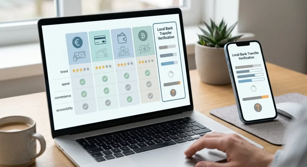 Illustratieve betaalmatrix met euro, kaart, mobiele digitale portemonnees, crypto en iDEAL-controle